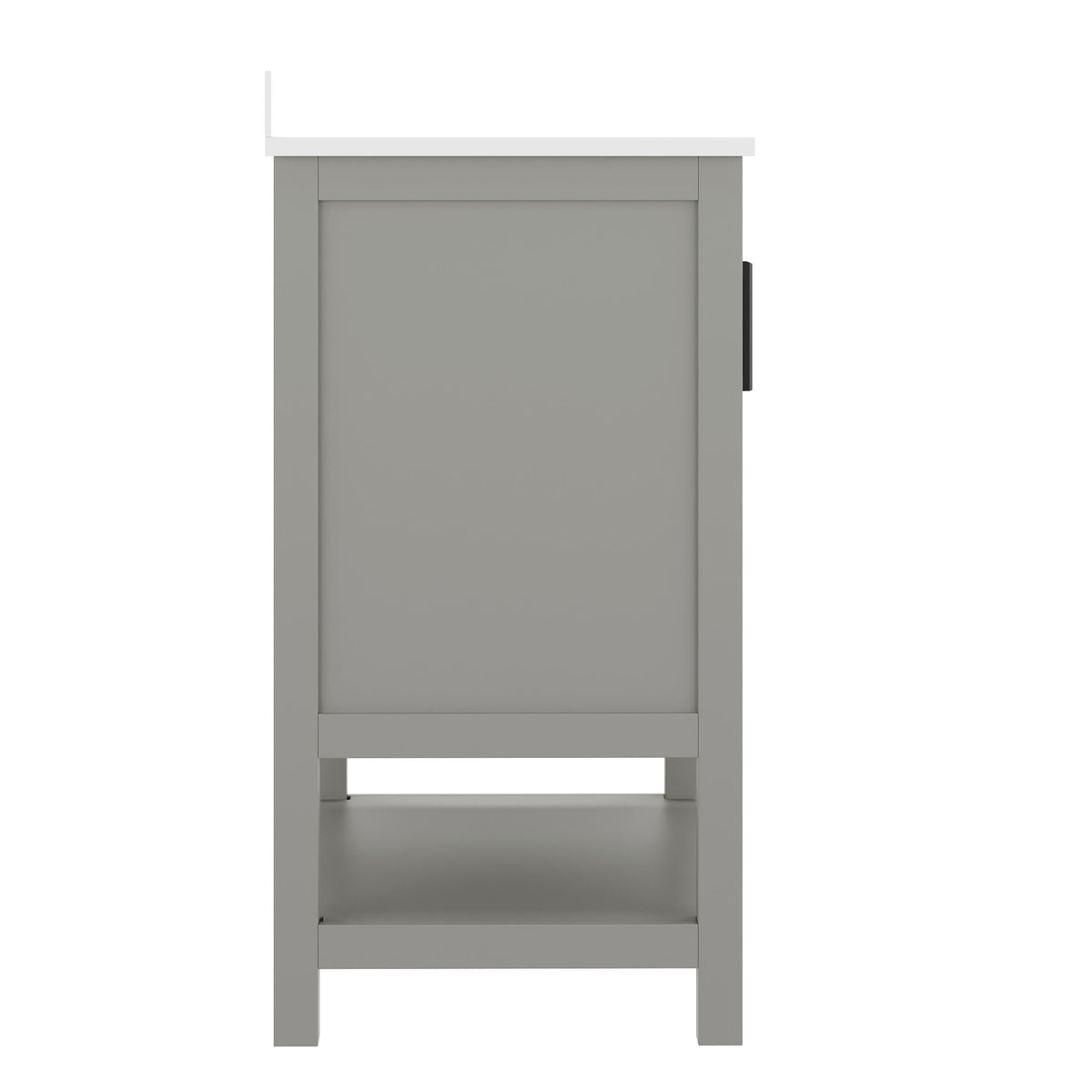 Gray Frame/Black Hardware,36" |#| 36" Bathroom Vanity with Sink, Open Storage & Black Hardware in Gray