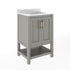 Gray Frame/Gold Hardware,24" |#| 24" Bathroom Vanity with Sink, Open Storage & Gold Hardware in Gray