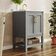 Gray Frame/Gold Hardware,24" |#| 24" Bathroom Vanity with Sink, Open Storage & Gold Hardware in Gray