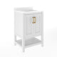 White Frame/Gold Hardware,24" |#| 24" Bathroom Vanity with Sink, Open Storage & Gold Hardware in White