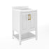 White Frame/Gold Hardware,24" |#| 24" Bathroom Vanity with Sink, Open Storage & Gold Hardware in White
