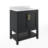 Black Frame/Gold Hardware,30" |#| 30" Bathroom Vanity with Sink, Open Storage & Gold Hardware in Black