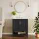 Black Frame/Gold Hardware,30" |#| 30" Bathroom Vanity with Sink, Open Storage & Gold Hardware in Black