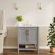 Gray Frame/Gold Hardware,30" |#| 30" Bathroom Vanity with Sink, Open Storage & Gold Hardware in Gray