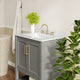 Gray Frame/Gold Hardware,30" |#| 30" Bathroom Vanity with Sink, Open Storage & Gold Hardware in Gray