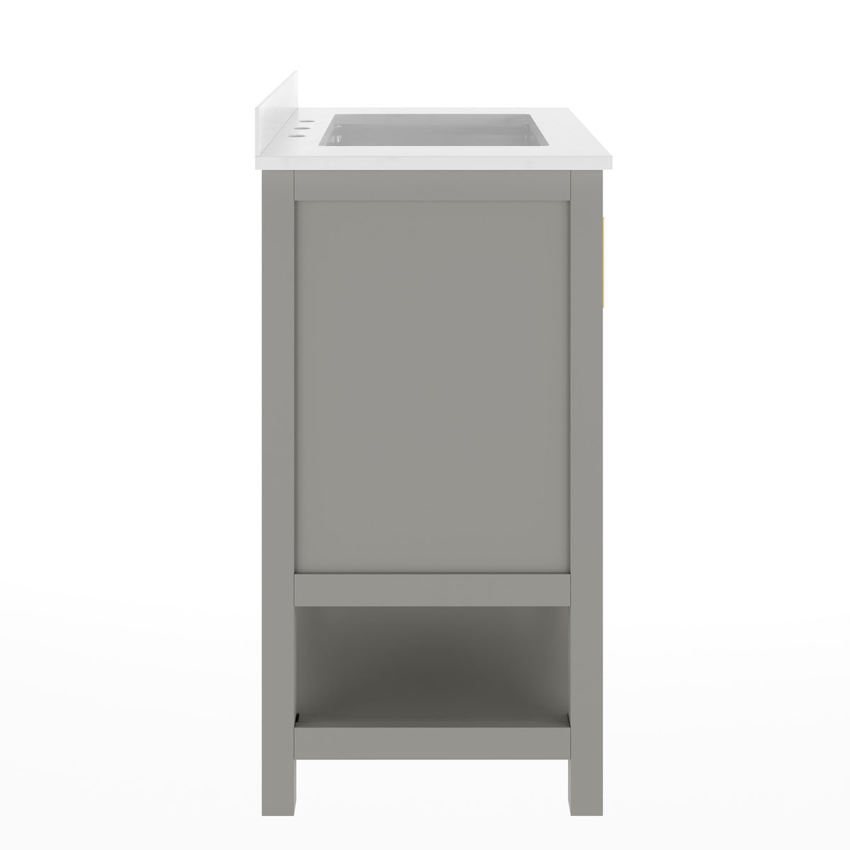Gray Frame/Gold Hardware,30" |#| 30" Bathroom Vanity with Sink, Open Storage & Gold Hardware in Gray