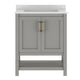 Gray Frame/Gold Hardware,30" |#| 30" Bathroom Vanity with Sink, Open Storage & Gold Hardware in Gray