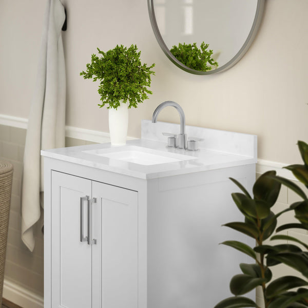 White,24inch |#| 24 Inch Bathroom Vanity with Undermount Sink and Open Storage Shelf in White