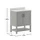 Gray,30inch |#| 30 Inch Bathroom Vanity with Undermount Sink and Open Storage Shelf in Gray