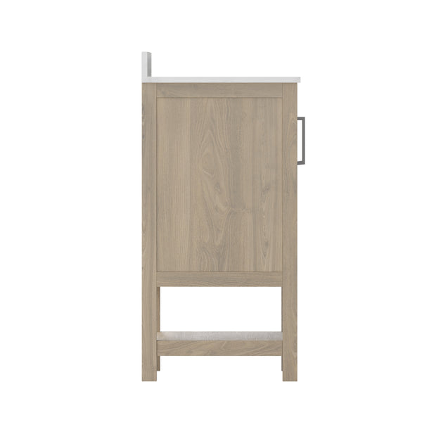 Brown,24" |#| 24 Inch Bathroom Vanity with Undermount Sink and Open Storage Shelf in Brown