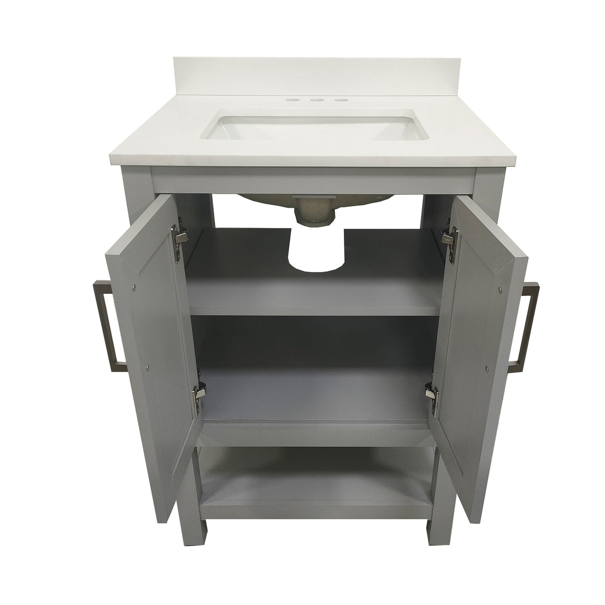 Gray,24" |#| 24 Inch Bathroom Vanity with Undermount Sink and Open Storage Shelf in Gray