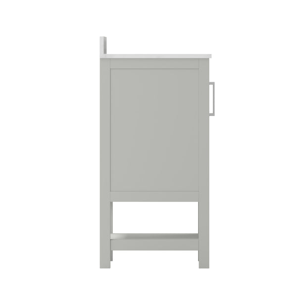 Gray,24" |#| 24 Inch Bathroom Vanity with Undermount Sink and Open Storage Shelf in Gray