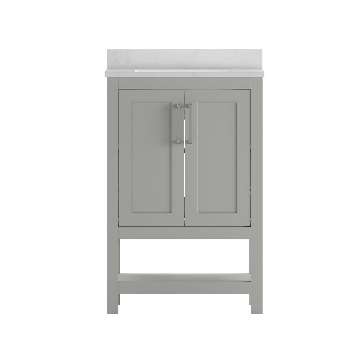 Gray,24" |#| 24 Inch Bathroom Vanity with Undermount Sink and Open Storage Shelf in Gray