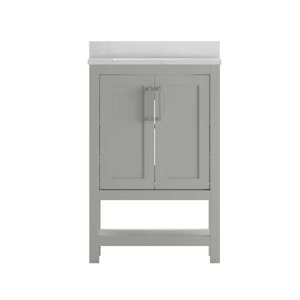 Gray,24" |#| 24 Inch Bathroom Vanity with Undermount Sink and Open Storage Shelf in Gray