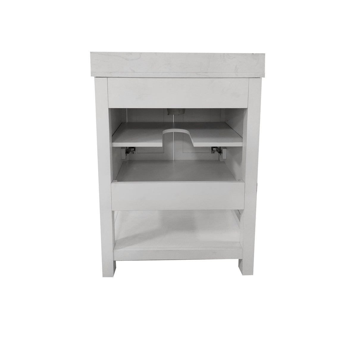 White,24" |#| 24 Inch Bathroom Vanity with Undermount Sink and Open Storage Shelf in White