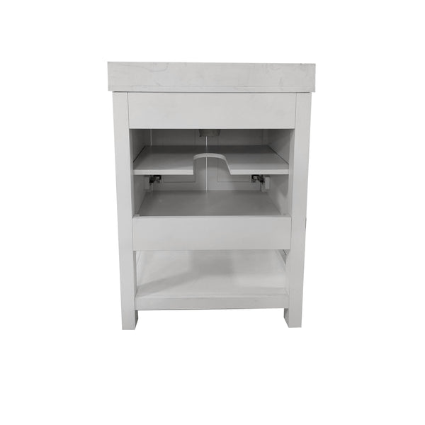 White,24" |#| 24 Inch Bathroom Vanity with Undermount Sink and Open Storage Shelf in White