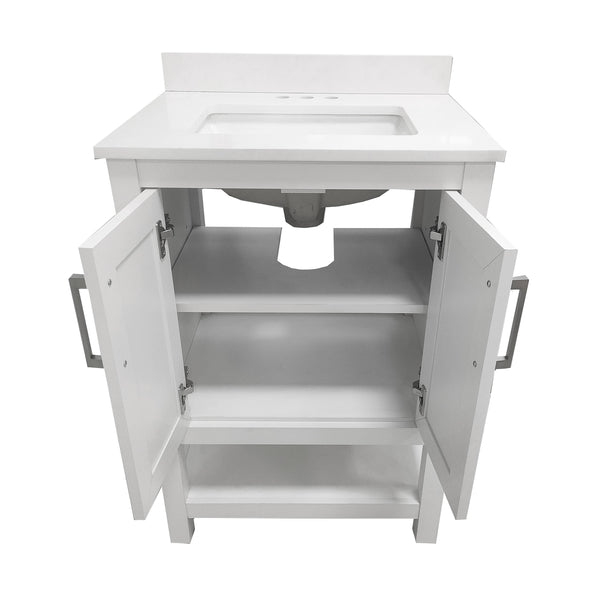White,24" |#| 24 Inch Bathroom Vanity with Undermount Sink and Open Storage Shelf in White