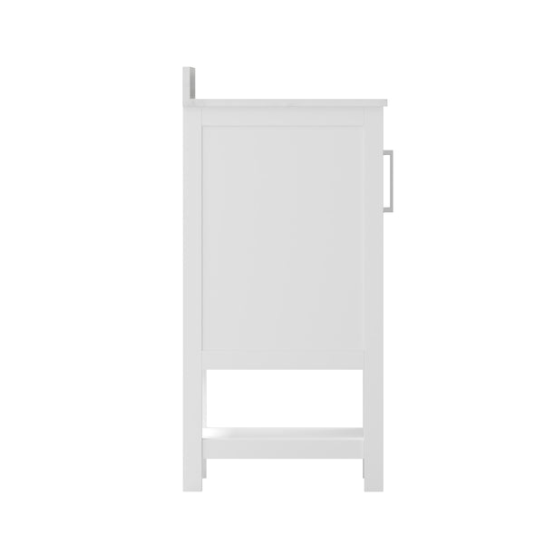 White,24" |#| 24 Inch Bathroom Vanity with Undermount Sink and Open Storage Shelf in White
