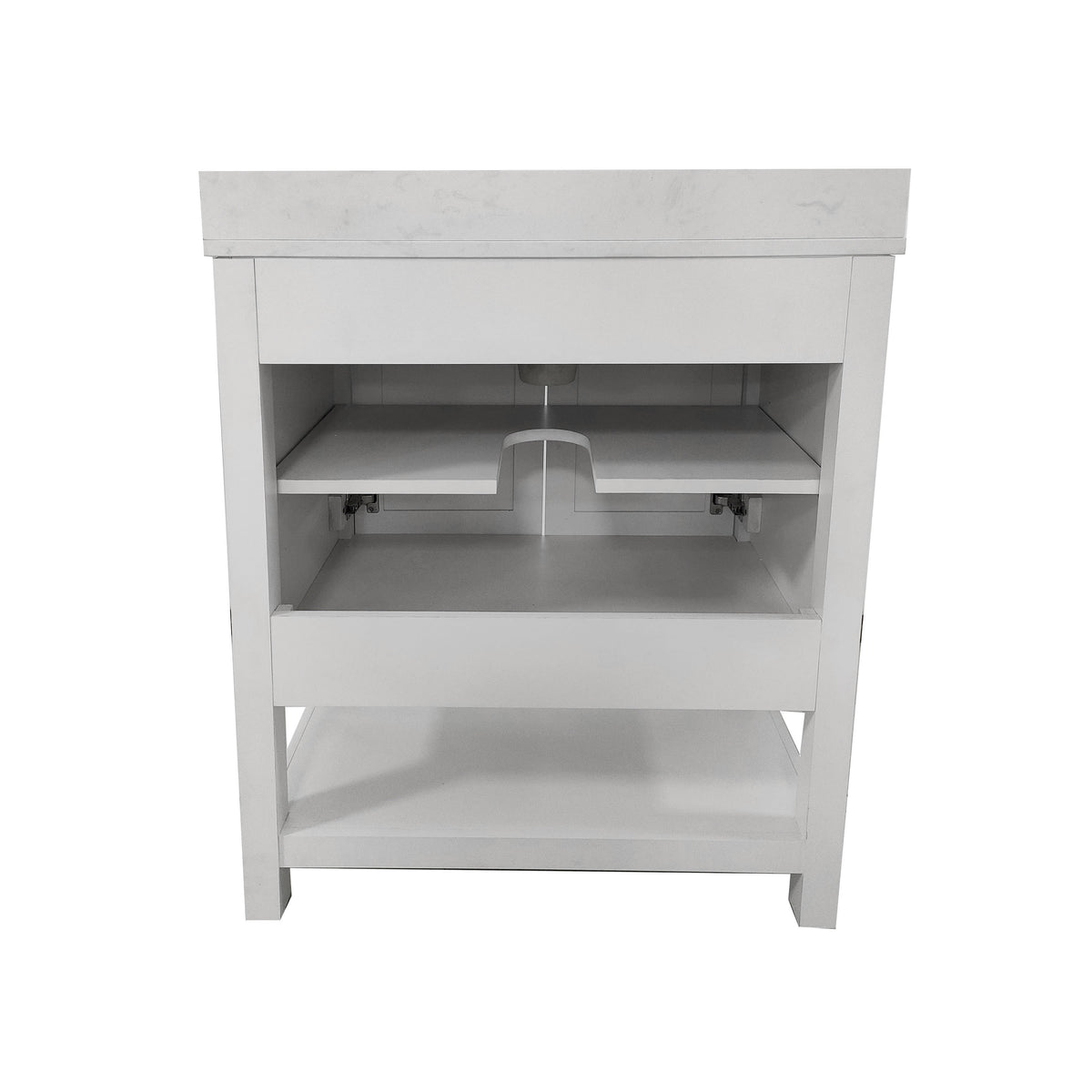 White,30" |#| 30 Inch Bathroom Vanity with Undermount Sink and Open Storage Shelf in White