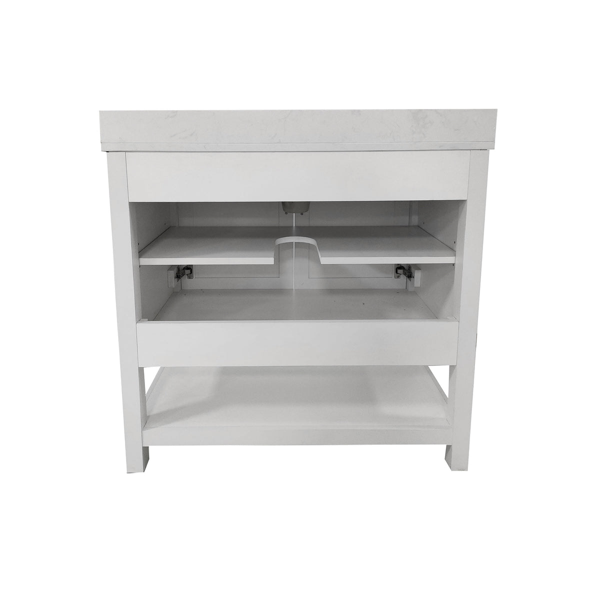 White,36" |#| 36 Inch Bathroom Vanity with Undermount Sink and Open Storage Shelf in White