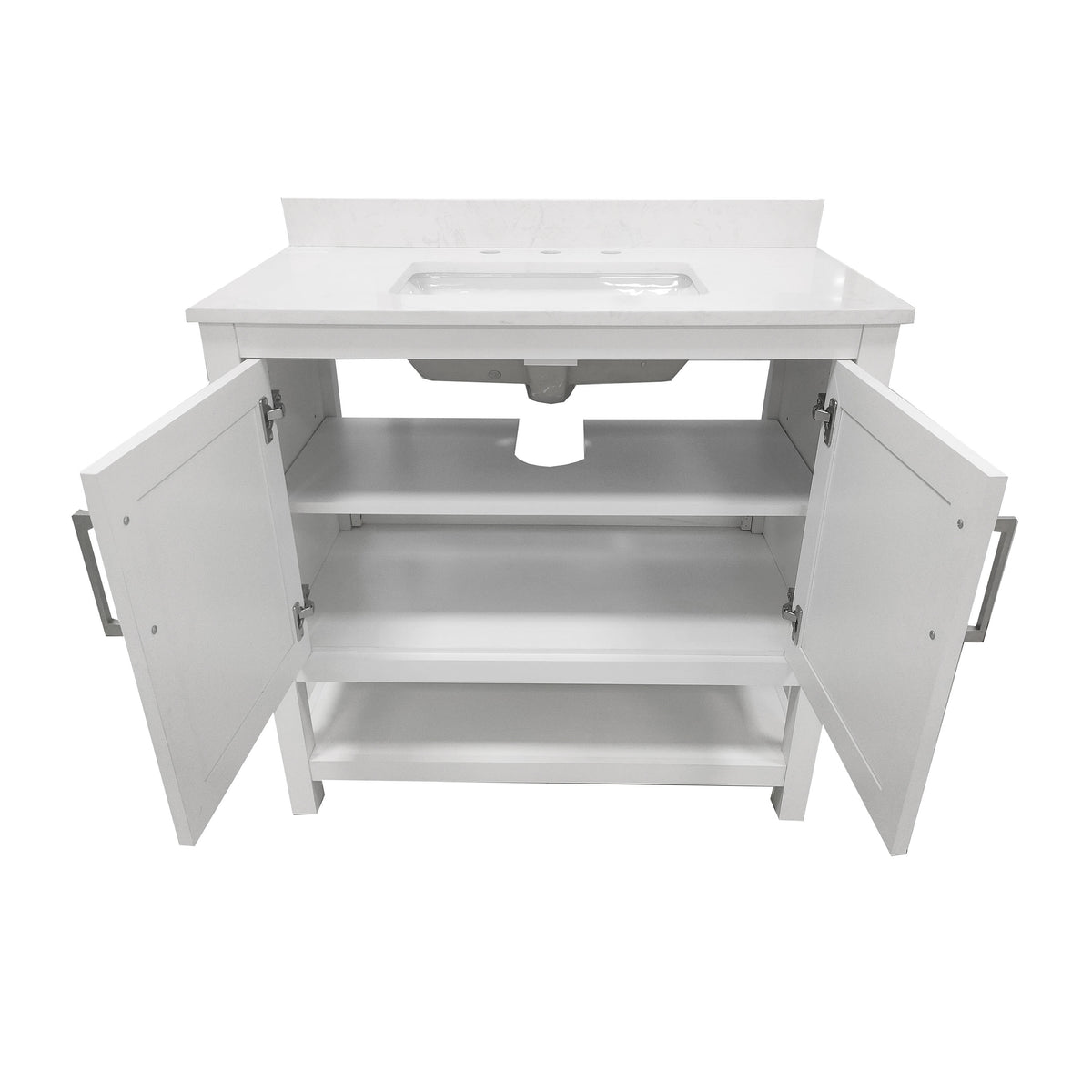 White,36" |#| 36 Inch Bathroom Vanity with Undermount Sink and Open Storage Shelf in White