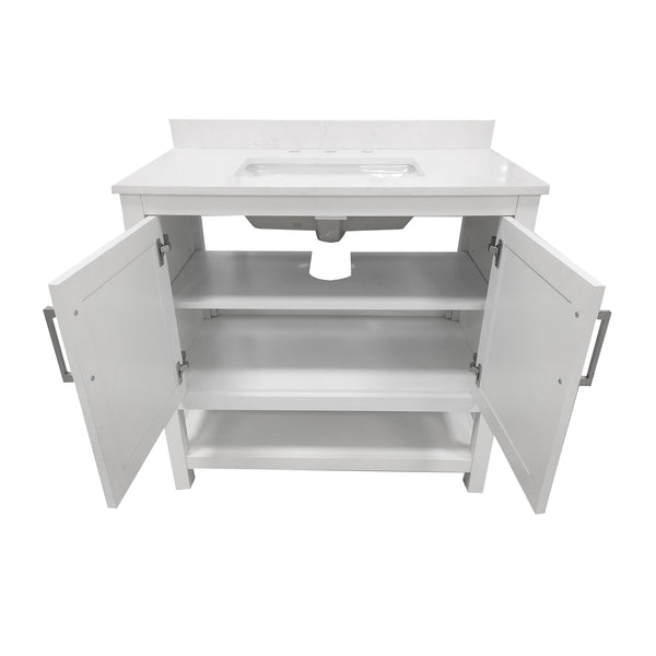 White,36" |#| 36 Inch Bathroom Vanity with Undermount Sink and Open Storage Shelf in White