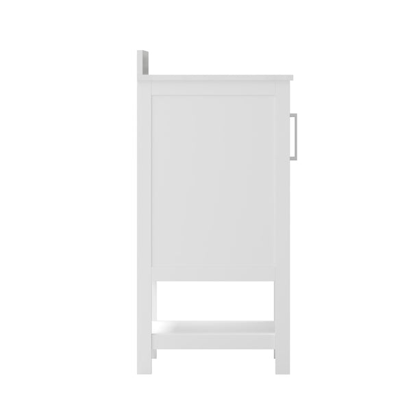 White,36" |#| 36 Inch Bathroom Vanity with Undermount Sink and Open Storage Shelf in White