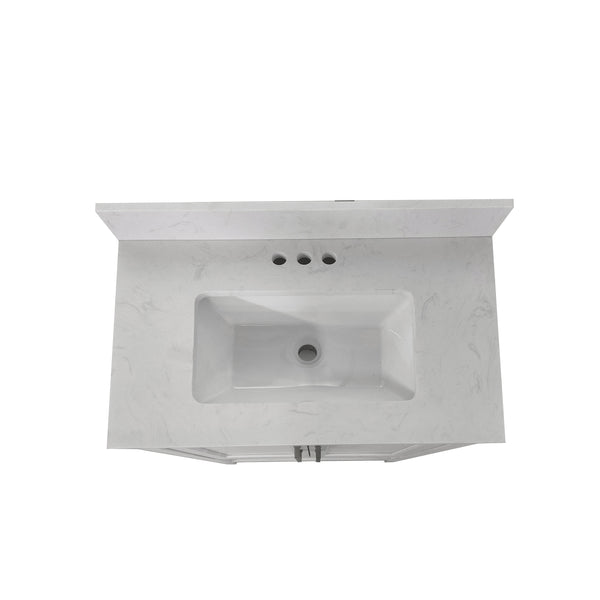White,36" |#| 36 Inch Bathroom Vanity with Undermount Sink and Open Storage Shelf in White