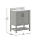 Gray,30" |#| 30 Inch Bathroom Vanity with Undermount Sink and Open Storage Shelf in Gray