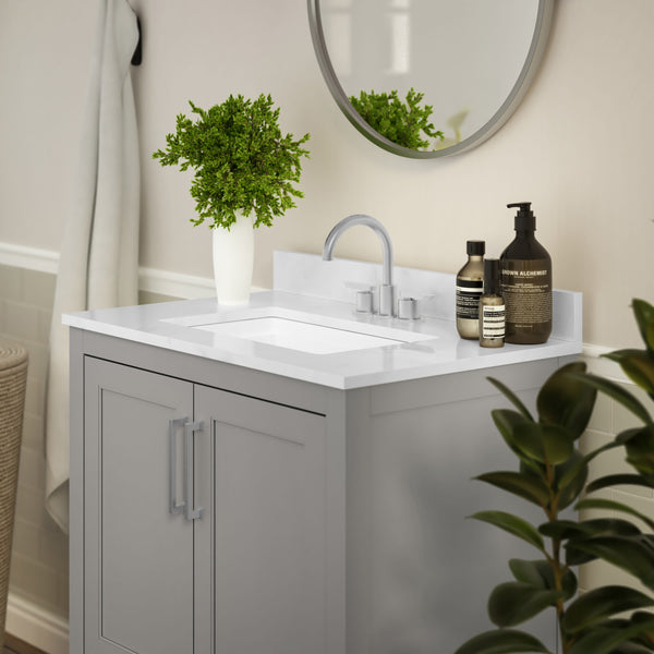 Gray,30" |#| 30 Inch Bathroom Vanity with Undermount Sink and Open Storage Shelf in Gray