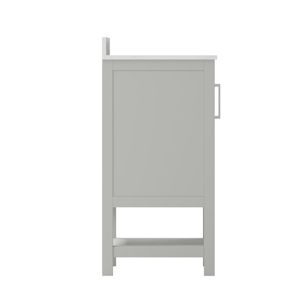 Gray,30" |#| 30 Inch Bathroom Vanity with Undermount Sink and Open Storage Shelf in Gray