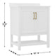 White Frame/Gold Hardware,30" |#| 30 Inch Bathroom Vanity with Undermount Sink and Open Storage Shelf in Wht/Gold