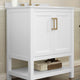 White Frame/Gold Hardware,30" |#| 30 Inch Bathroom Vanity with Undermount Sink and Open Storage Shelf in Wht/Gold