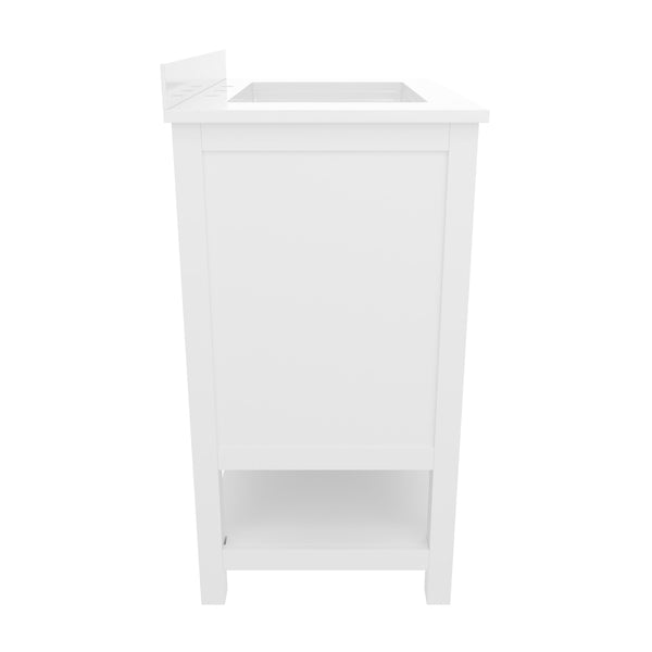 White Frame/Gold Hardware,30" |#| 30 Inch Bathroom Vanity with Undermount Sink and Open Storage Shelf in Wht/Gold