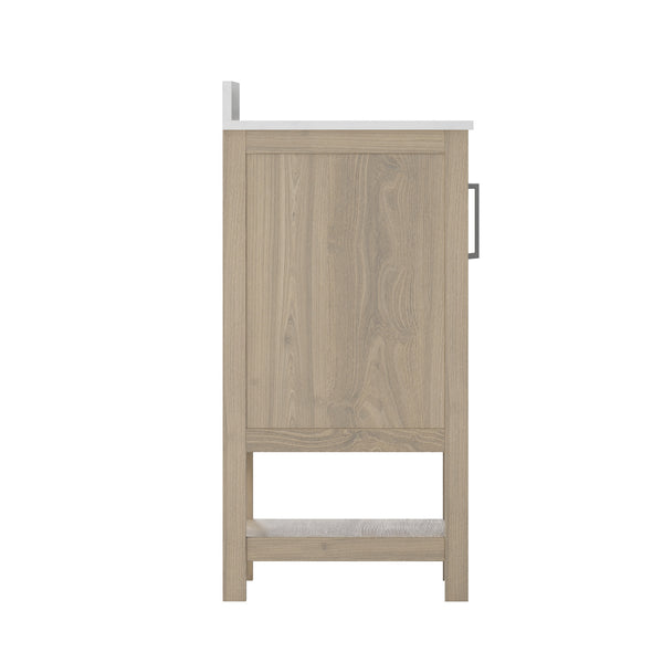 Brown,30" |#| 30 Inch Bathroom Vanity with Undermount Sink and Open Storage Shelf in Brown