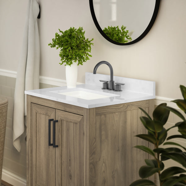 Brown,24" |#| 24 Inch Bathroom Vanity with Undermount Sink and Open Storage Shelf in Brown