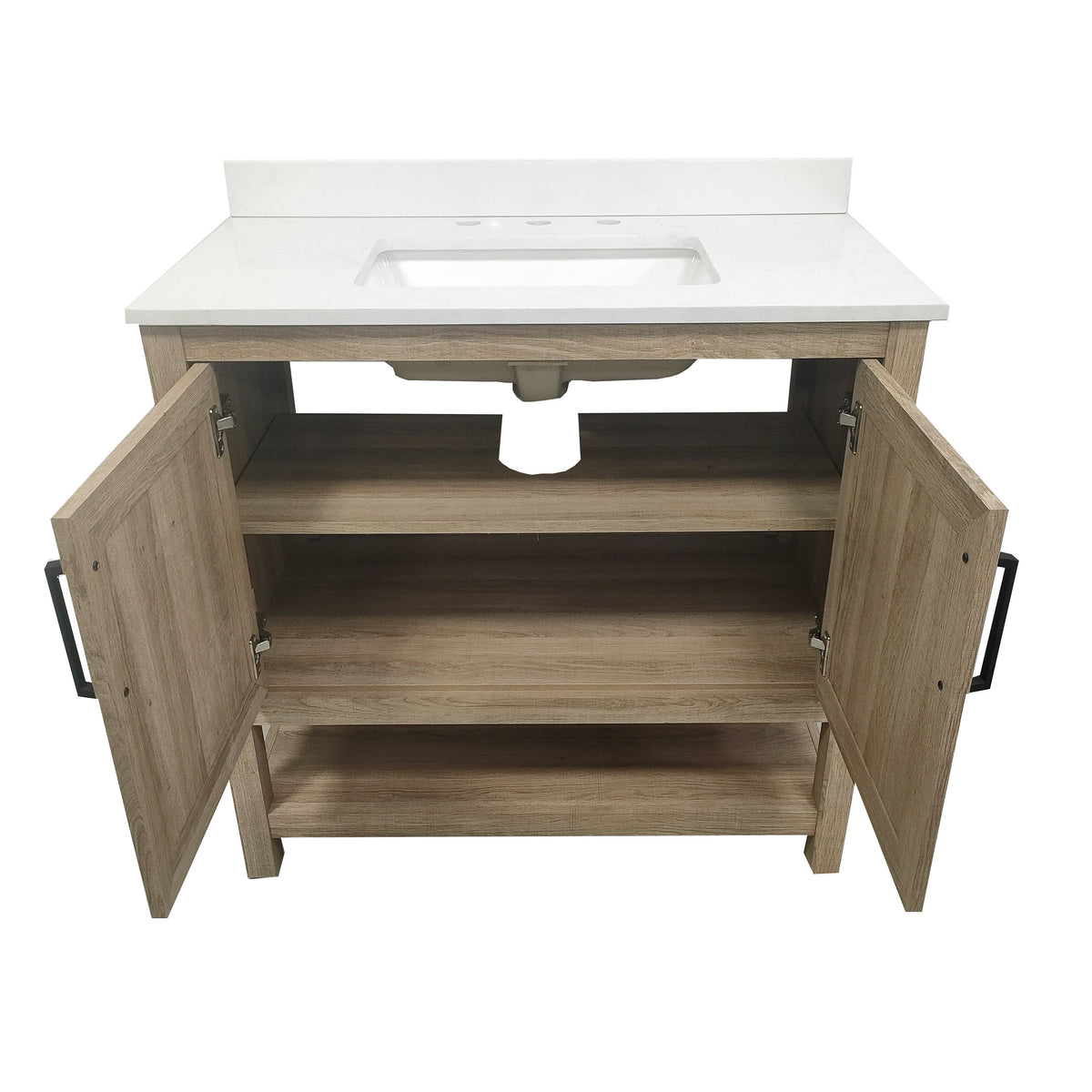 Brown,36" |#| 36 Inch Bathroom Vanity with Undermount Sink and Open Storage Shelf in Brown