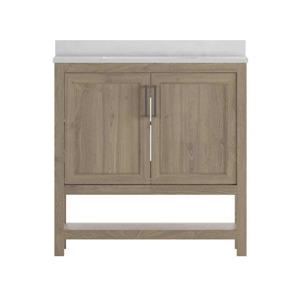 Brown,36" |#| 36 Inch Bathroom Vanity with Undermount Sink and Open Storage Shelf in Brown