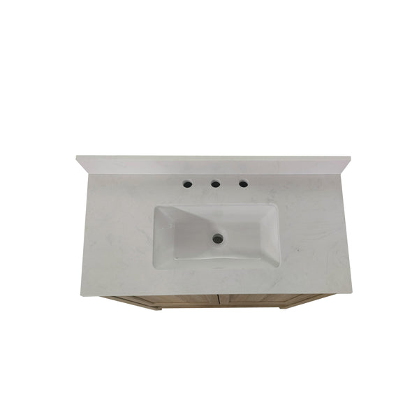Brown,36" |#| 36 Inch Bathroom Vanity with Undermount Sink and Open Storage Shelf in Brown