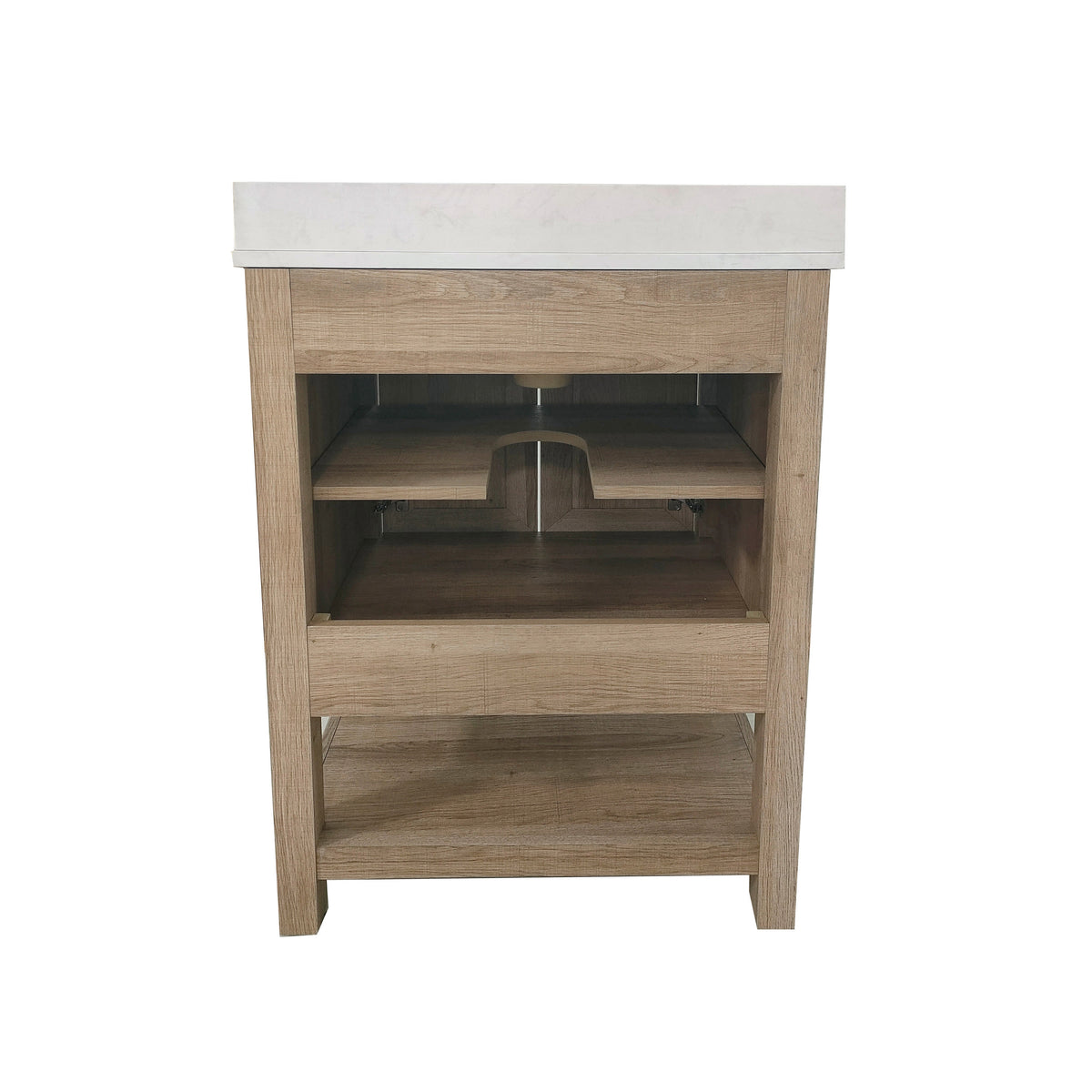 Brown,24" |#| 24 Inch Bathroom Vanity with Undermount Sink and Open Storage Shelf in Brown