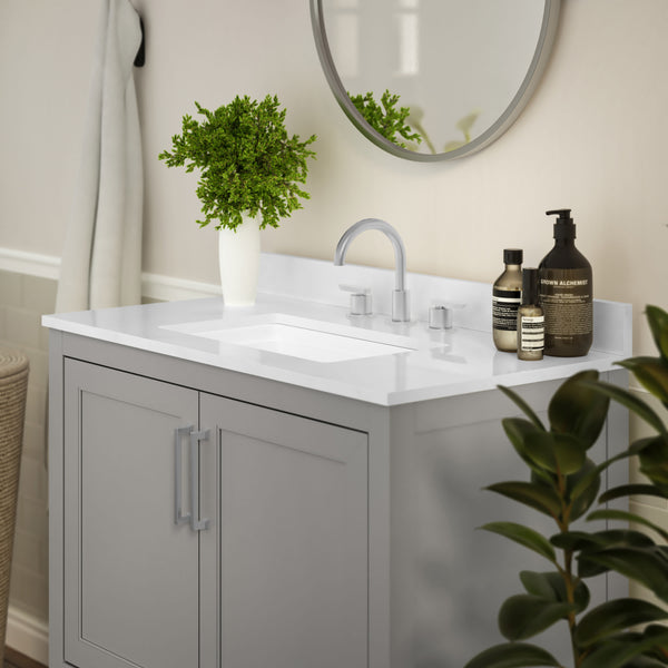 Gray,36" |#| 36 Inch Bathroom Vanity with Undermount Sink and Open Storage Shelf in Gray