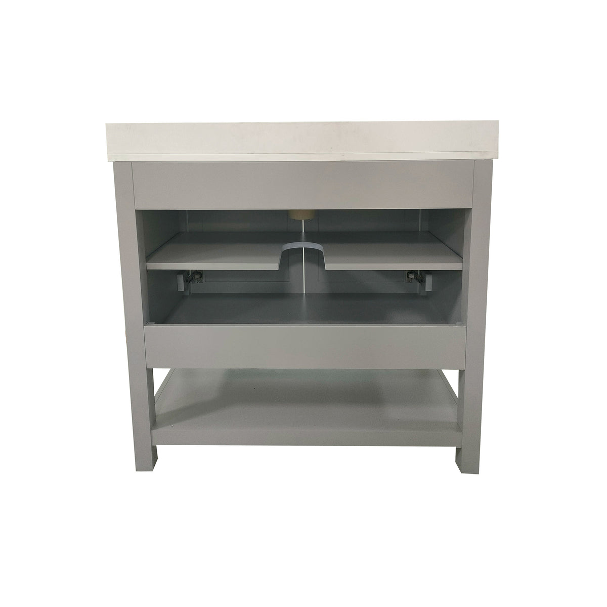 Gray,36" |#| 36 Inch Bathroom Vanity with Undermount Sink and Open Storage Shelf in Gray
