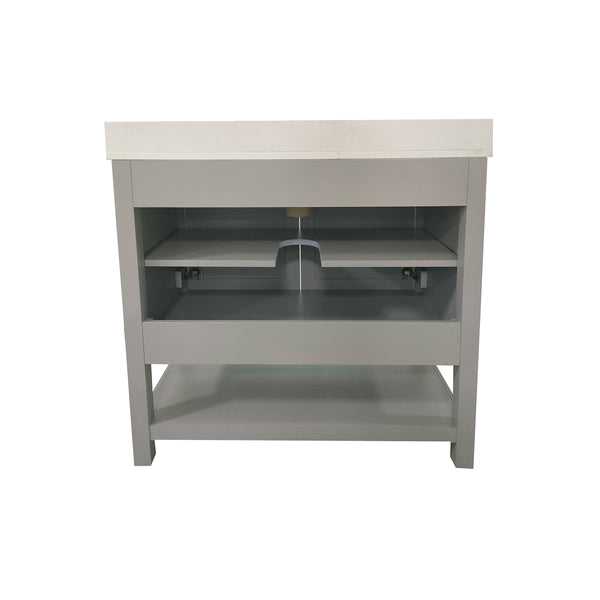 Gray,36" |#| 36 Inch Bathroom Vanity with Undermount Sink and Open Storage Shelf in Gray