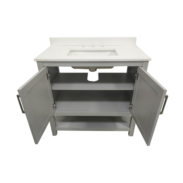 Gray,36" |#| 36 Inch Bathroom Vanity with Undermount Sink and Open Storage Shelf in Gray