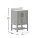 Gray,24" |#| 24 Inch Bathroom Vanity with Undermount Sink and Open Storage Shelf in Gray