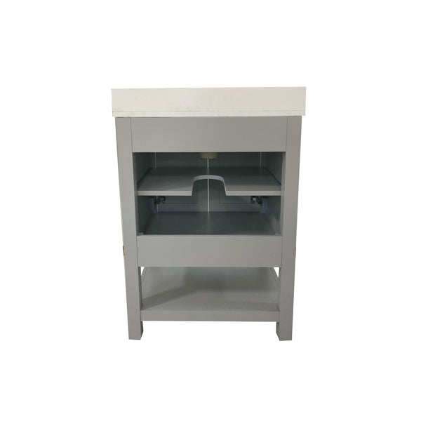 Gray,24" |#| 24 Inch Bathroom Vanity with Undermount Sink and Open Storage Shelf in Gray