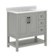 Gray Frame/Black Hardware,36" |#| 36" Bathroom Vanity with Sink, Open Storage, and Storage Drawers in Gray
