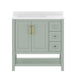 Sage Frame/Gold Hardware,36" |#| 36" Bathroom Vanity with Sink, Open Storage, and Storage Drawers in Sage