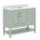 Sage Frame/Gold Hardware,42" |#| 42" Bathroom Vanity with Sink, Open Storage, and Storage Drawers in White