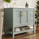 Sage Frame/Gold Hardware,42" |#| 42" Bathroom Vanity with Sink, Open Storage, and Storage Drawers in White